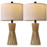 OYEARS 22.5" Table Lamps for Living Room,Boho Lamps Set of 2 for Bedrooms, Bedside Lamp for Nightstands, Rattan Lamp, Farmhouse Table Lamp for Room Decor, End Table, Retro, Brown（Not Include Bulbs） OYEARS