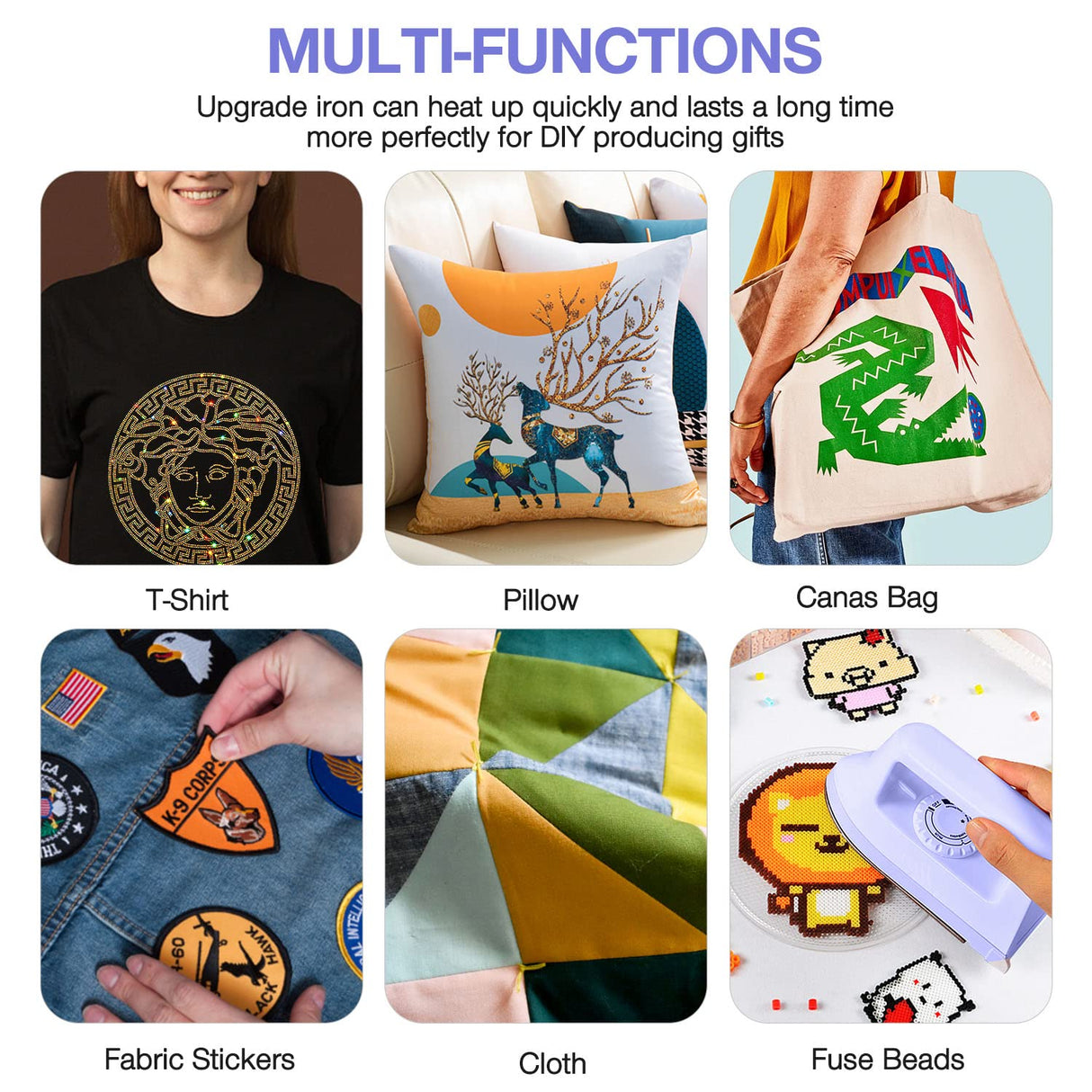 Mini Crafts Iron Handy Heat Press Machine Kit Portable with PVC Doormat for Heat Transfer, Charging Base Accessories for DIY T-Shirt Shoe Bag Vinyl Projects KPX