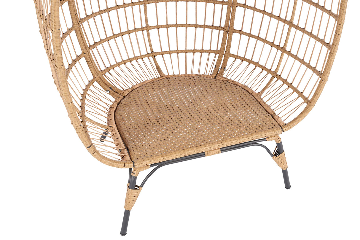 LUMISOL Wicker Egg Chair, Patio Rattan Swivel Chair Rocker Patio Chair, Oversized Indoor Outdoor Lounger for Patio Backyard Balcony w/ 5 Cushions, Egg Chair with Stand, Beige LUMISOL