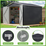 Besteagle 8x8 FT Outdoor Storage Shed, Utility Metal Tool Storage with Lockable Doors and Updated Frame Structure, Large Metal Garden Shed for Backyard, Patio Lawn, Black Besteagle