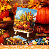 Tenceur 24 Pack Fall Pre Drawn Canvas for Painting Autumn Painting Canvas 6" x 6" Thanksgiving Predrawn Coloring Canvas Set for Adult Kid Maple Pumpkin Scarecrow Pre Stretched Canvas Board for Party Tenceur