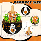 Halloween Wooden Welcome Sign for Front Door Hanging Spooky Ghost Boo Yall Sign with Bow Halloween Wooden Door Hangers Wreath for Farmhouse Home Window Outdoor Wall Party Decoration Supplies Denylo pro