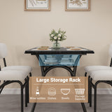 GarveeHome 5-Piece Dining Table Set for 4, Modern Kitchen Table with 4 Boucle Chairs, Rectangular Dining Table with Storage Shelf & Marble Tabletop, Beige Home Dining Furniture for Small Space GarveeHome