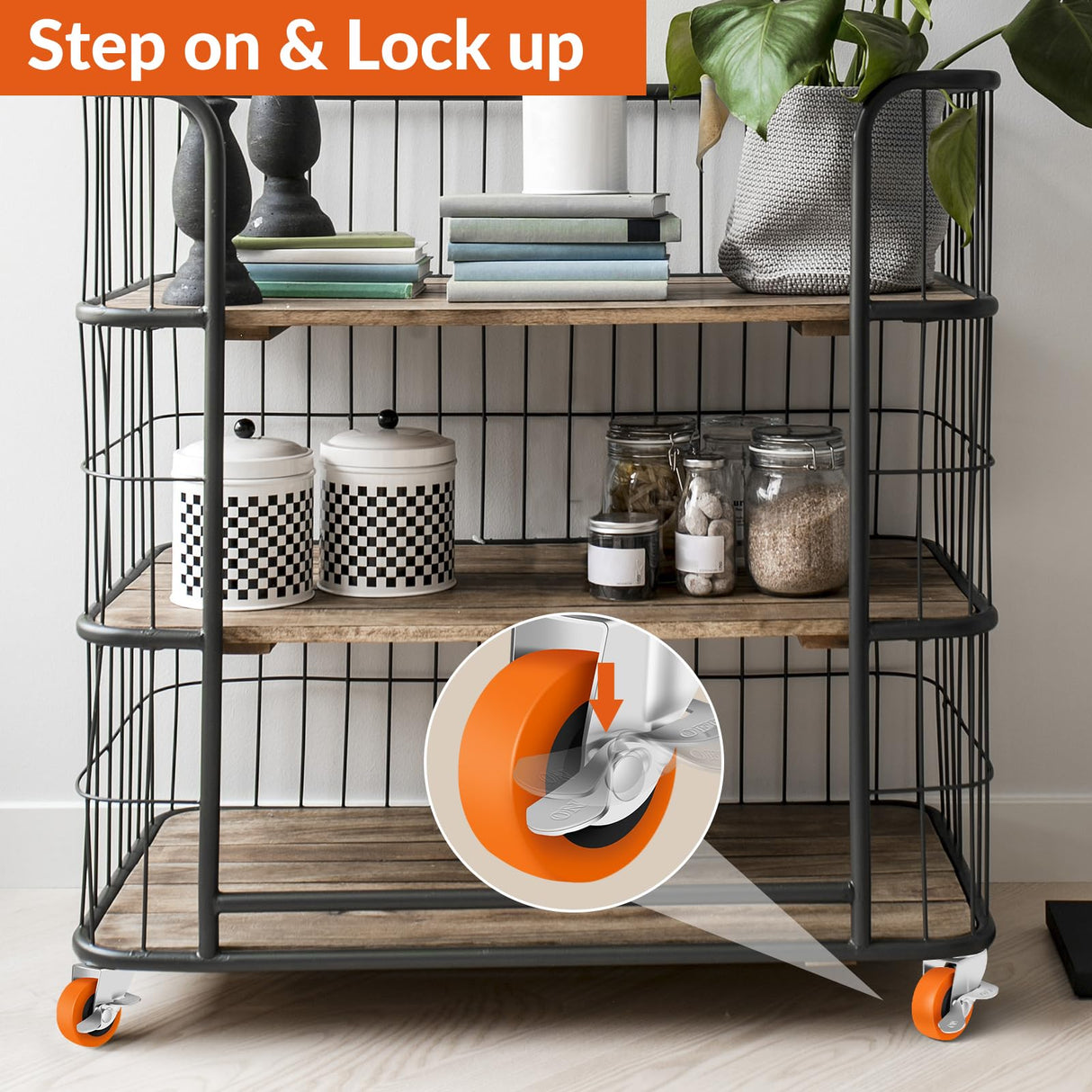 BOSGEOT Caster Wheels, 3 Inch Casters Set of 4, Heavy Duty Casters with Brake, Locking Casters with Polyurethane Wheels，Plate Swivel Casters Wheels for Furniture Carts,Workbench Casters BOSGEOT