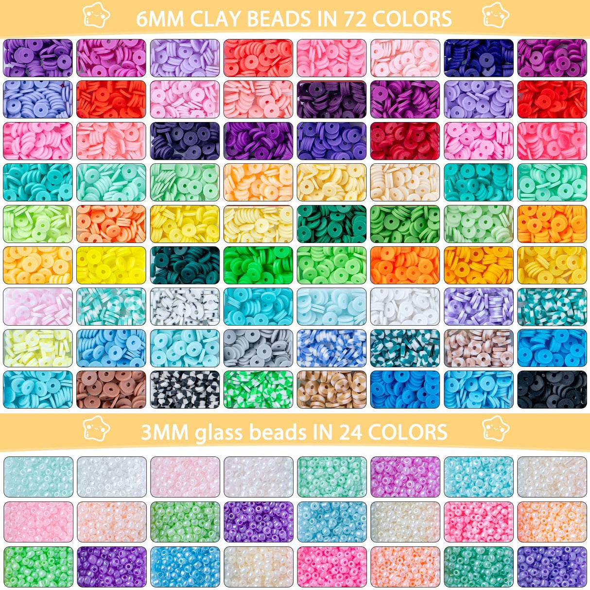 SJZWSD 6-Box Friendship Bracelet Making Kit - 16,000pcs Clay, Seed & Glass Beads Collection, Letter Beads, Charms SJZWSD