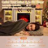 72" LED Lights Electric Fireplace with Mantel, Fireplace TV Stand for TVs Up to 80",Modern Entertainment Center with Storage, Delicate Three-Dimensional Molding with Remote Control for Living Room BOSHIRO