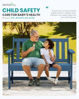 SERWALL Outdoor Bench, HDPE Outdoor Benches Weatherproof, 2-Person Garden Bench with 660 lbs Weight Capacity, Patio Benches for Outdoors, Garden, Porch, Backyard and Park, Navy Blue SERWALL