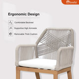 PURPLE LEAF 7 Pieces Patio Dining Set Aluminum Modern Rectangular Table and Rattan Arm Chairs with Cushions for Kitchen Porch Garden Outdoor Furniture Sets, Teak PURPLE LEAF