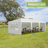 Linkhoo 10x30 FT Outdoor Canopy Party Tent with 5 Removable Sidewalls, Large Waterproof Wedding Tents w/Ground Nails & Windproof Ropes, Outside Gazebo Pavilion Event Shelter for Garden Patio, White LINKHOO