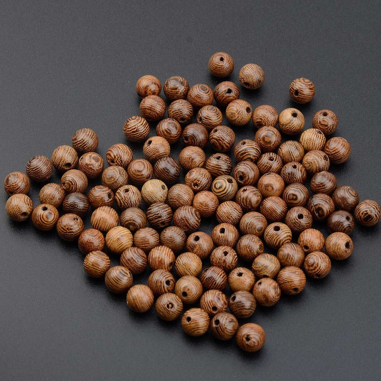 LPBeads 100PCS 8mm Natural Round Wood Beads for Jewelry Making with Crystal Stretch Cord LPBeads