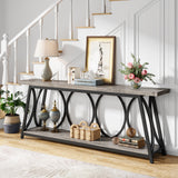 Tribesigns 70.9 inch Extra Long Console Table, Industrial Sofa Table Behind Couch with 2 Tier Storage Shelf, Narrow Entryway Hallway Accent Table for Living Room, Grey Tribesigns
