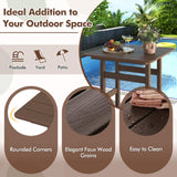 Giantex 42" Height Outdoor Tall Bar Table, HDPE Square Pub Tables with Wood Grains, High Top, Cocktail Bistro Table for Adirondack Chairs, Patio, Garden, Poolside, Yard, Balcony, Brown Giantex