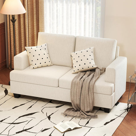 Furnimart 63" Loveseat Couch, Beige Chenille Sofa, Modern Deep Seat Sofas for Living Room, Comfy Love Seat Couches for Small Spaces, Removable Sofa Cover, Small Two Seater Couch for Bedroom, Office Furnimart