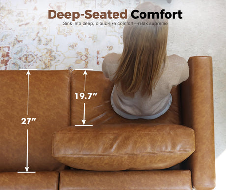 ABCASA 118.5" Faux Leather Modular Sectional Sofa with Storage Seat, Oversized 4 Seater Couch Deep Seat with Removable Cover Brown ABCASA