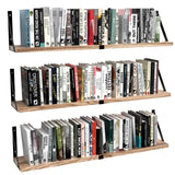 Floating Book Shelves Set of 3, Wall Bookshelf, 33 inch Long Wood Shelf for Wall Storage, Hanging Shelving for Bedroom, Bathroom, Living Room, Kitchen, Office and Plants (Carbonized Black) Senyh