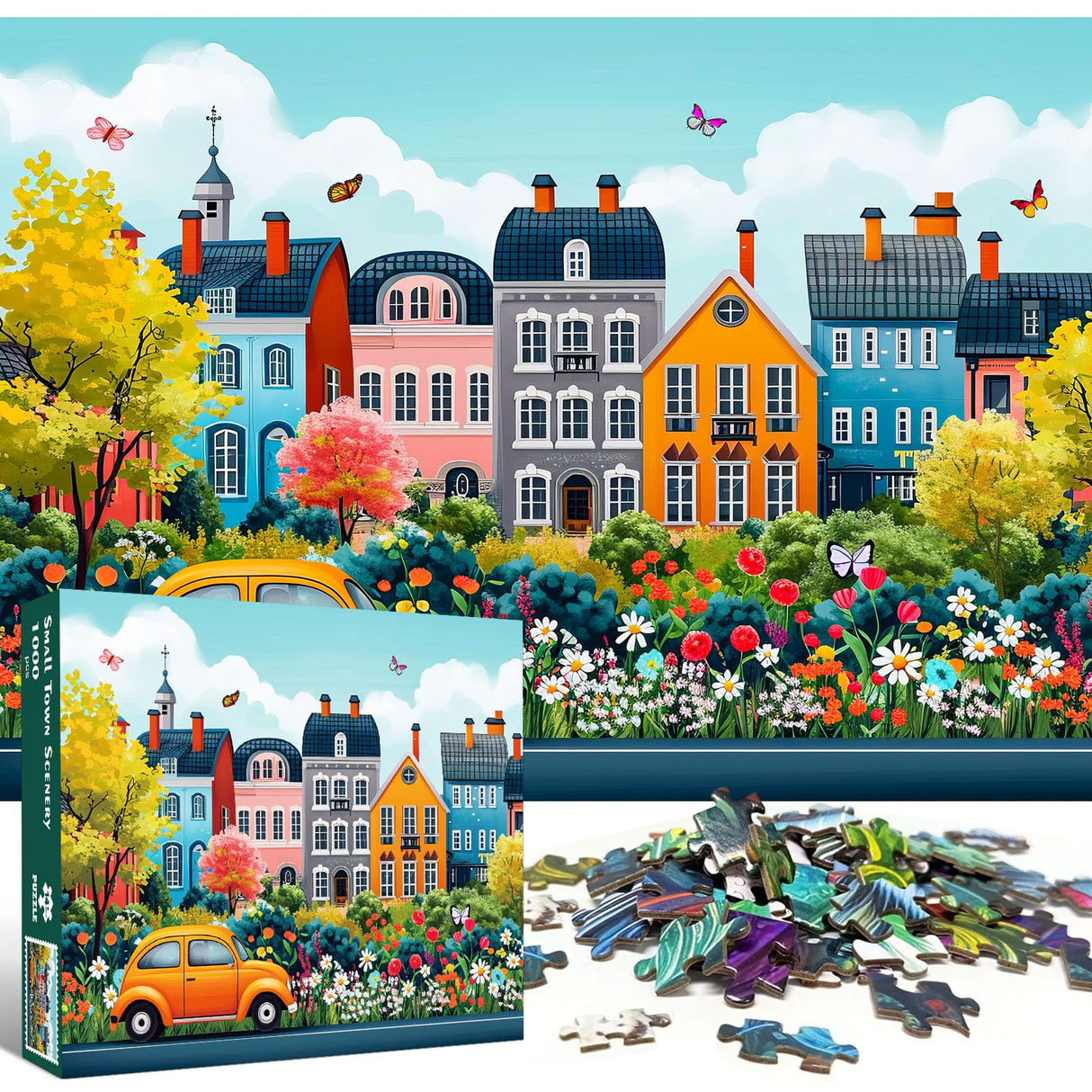TangMosaic 1000 Piece Puzzle for Adults, Small Town Scenery Jigsaw Puzzle, Impossible Puzzles Game, Interlock Perfectly No Dust, Home Decoration Puzzle, Gift for Friends Parents Kids Couples TangMosaic