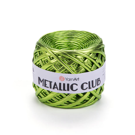 YarnArt Metallic Club Super Bulky T-Shirt Yarn - 100% Polyester, 6.35 oz / 180 gr, 60 yrds / 55 Meters - Shiny Colors for Handbags, Rugs, Chic Night Bags, Crochet (8116) YarnArt