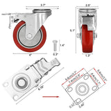 4 inch Heavy Duty Casters Load 1800lbs,Lockable Bearing Caster Wheels with Brakes,Swivel Casters for Furniture and Workbench，Set of 4 (Free Screws) Moogiitools
