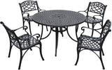 Crosley Furniture Sedona 5-Piece Outdoor Dining Set for 4, 46" Cast Aluminum Round Patio Table and Chairs, Black Crosley Furniture