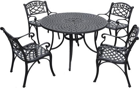 Crosley Furniture Sedona 5-Piece Outdoor Dining Set for 4, 46" Cast Aluminum Round Patio Table and Chairs, Black Crosley Furniture