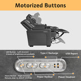 Jocisland Home Theater Seating, Movie Loveseat Recliner Chair with USB Wireless Charging, 3 Theatre Seats Couch Sofa for Media Room w/Electric Headrest, LED Light, Fold Down Table Jocisland
