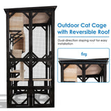 FunXplore 71.1" L Large Cat Catio Outdoor Cat Enclosure Window Acess, Walk-in Cat Cage Cat House for Multiple Indoor Outdoor Cats, Outside Patio 6 Doors Weatherproof Roof FunXplore