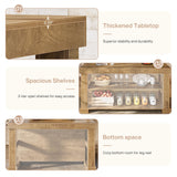 Tribesigns Kitchen Island with 3 Shelves, 55 Inches Width Kitchen Shelf with Large Worktop, Stable Wooden Structure, Farmhouse Style, Easy to Assemble, Light Brown Tribesigns