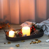 Hipiwe Oval Galvanized Metal Iron Tray with Handle, Industrial Style Storage Serving Tray Farmhouse Rustic Decorative Coffee Table Centerpiece for Home Decor Hipiwe