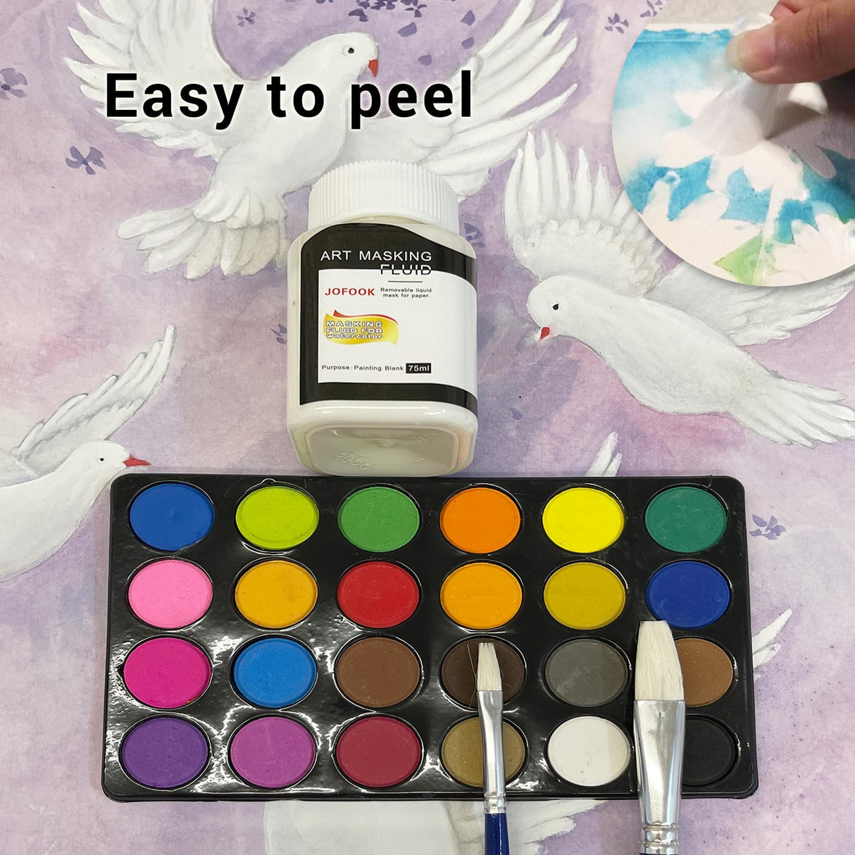 JOFOOK 150-Milliliter Watercolor Art Masking Fluid,For Ink-Watercolor-Gouache-Painting & Illustration,Two Bottles JOFOOK