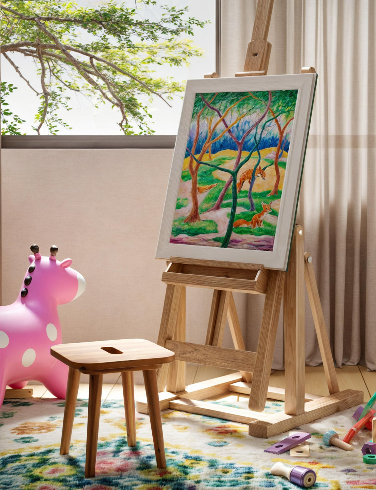 Holana 9.75" Wooden Step Stool for Kids - Acacia Wood Plant Stools, Plant Stand Small Foot Stool with Four Legs - Wood Sitting Stool for Kitchen, Bathroom，Bedroom，Living Room (Square) HOLANA