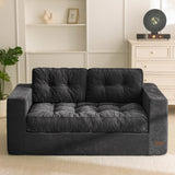MAXYOYO Boneless Sofa Couch, Loveseat Sofa for Small Space, Tufted 2-Seater Floor Couch Bean Bag Chair for Living Room Bedroom Apartment, Sofa in a Box, No Assembly Needed, Black MAXYOYO