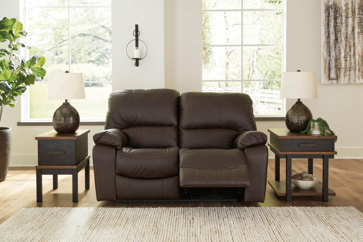 Signature Design by Ashley Leesworth Modern Leather Match Power Reclining Loveseat with USB Ports, Dark Brown Signature Design by Ashley