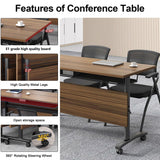 Conference Room Table,Folding Conference Table,Flip Top Rolling Mobile Table with Silent Locking Wheels,Modern Portable Seminar Training Meeting Table Business Tables (1 Pack, 55.1x23.6x29.5inch) Lenyedr