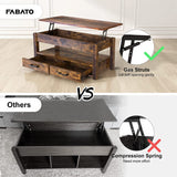 FABATO 41.7'' Lift Top Coffee Table with 2 Storage Drawer Hidden Compartment Open Storage Shelf for Living Room Dining Table Reception Room Rustic Brown FABATO