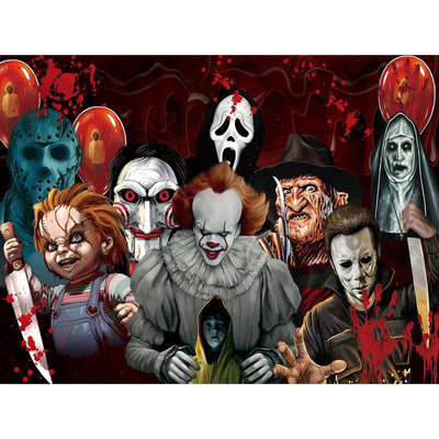 Sretoul Halloween Diamond Art Kits for Adults, Diamond Painting Kit Beginners Halloween, Horror 5D Gem Art for Adults with Round Gem Painting Gift Home Wall Decor 12x16 Inch