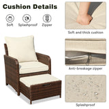 Suvivityse 5 Pieces Wicker Patio Furniture Set, Rattan Patio Conversations Sets, Patio Bistro Set with Ottoman and Table for Garden, Poolside, Backyard (Brown) Suvivityse