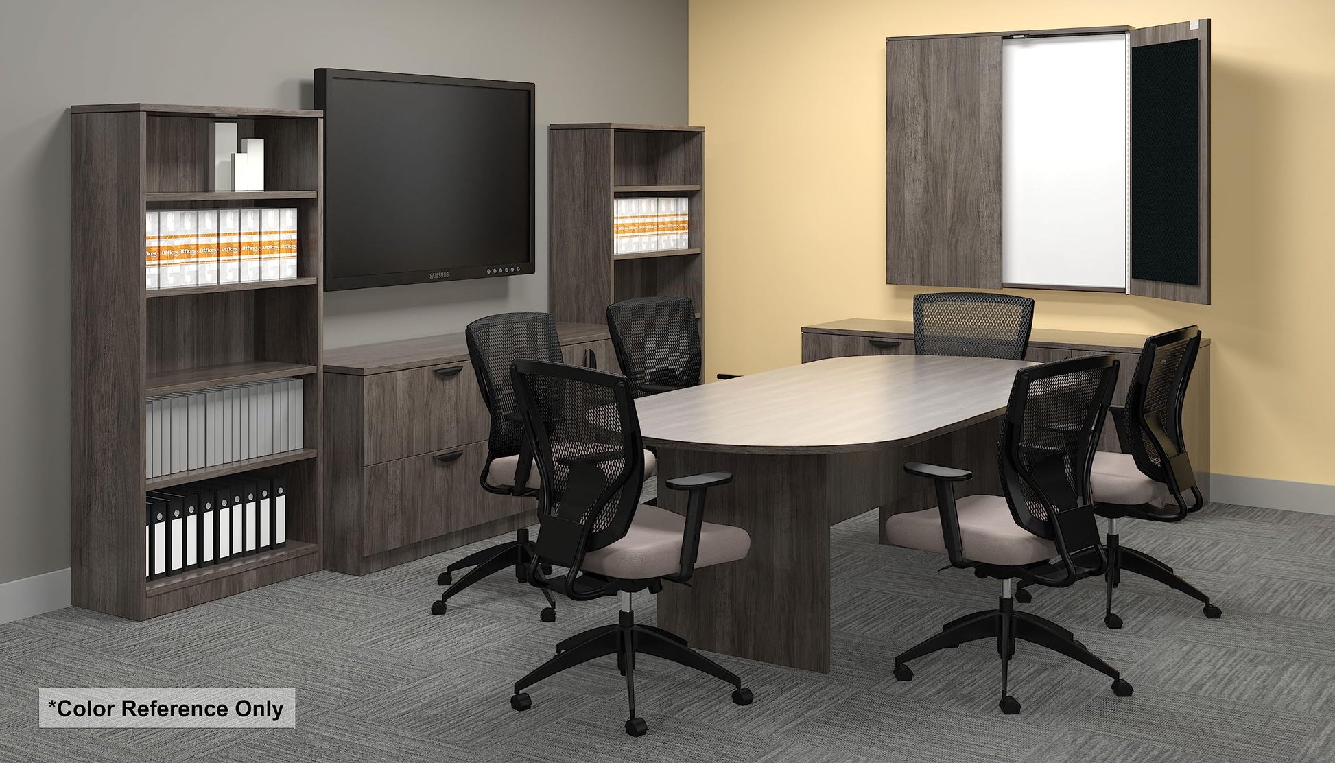 GOF 6FT, 8FT, 10FT Conference Table & Chair (G12112B) Set, Cherry, Espresso, Artisan Grey, Mahogany, Walnut (8ft Table Only, Artisan Grey) - WoodArtSupply