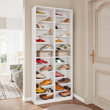 Tribesigns 13-Tier Shoe Storage Cabinet, Tall Wooden Shoe Rack with 26 Cubbies, Freestanding Shoe Storage Organizer for Entryway, Closet, Living Room, White Tribesigns