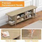 Giluta TV Stand for TV up to 75 Inch, Wood TV Cabinet with Open Storage, Entertainment Center TV Console Table, Coffee Table for Living Room (Light Oak) Giluta