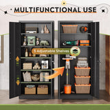 DEVAISE Metal Garage Storage Cabinet with 2 Doors and 5 Adjustable Shelves, 71'' Black Lockable Steel File Cabinet for Garage, Home, Office, Shool, Gym DEVAISE