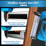 Nail Gun Battery Powered, Cordless Nail Gun with 2 * 2.0Ah Li-ion Battery, 20V 2 in 1 Electric Nail Gun with Staple Remover, Battery Nail Gun for Upholstery, Small Projects and Woodworking jovant