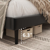 HAOARA King Size Bed Frame, King Size Platform Bed Frame and Velvet Upholstered Headboard with Strong Wood Slats, Box Spring Optional, Mattress Foundation, Easy Assembly Black HAOARA