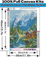 Snow Mountain Log Cabin 5D Diamond Art Kits for Adults Beginners,Scenery DIY Full Round Drill Diamond Painting Kits, Paint by Diamonds Dots Gem Art Crystal Easy,Home Wall Decor 12X16 Inch Acelii