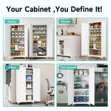 Metal Storage Cabinet with Doors and Shelves,White Storage Cabinet,Food Pantry Storage Cabinet,5 Tier Metal Pantry Cabinet,Tall Large Closet Cupboard for Home,Kitchen,Dining/Living/Laundry Room SISESOL