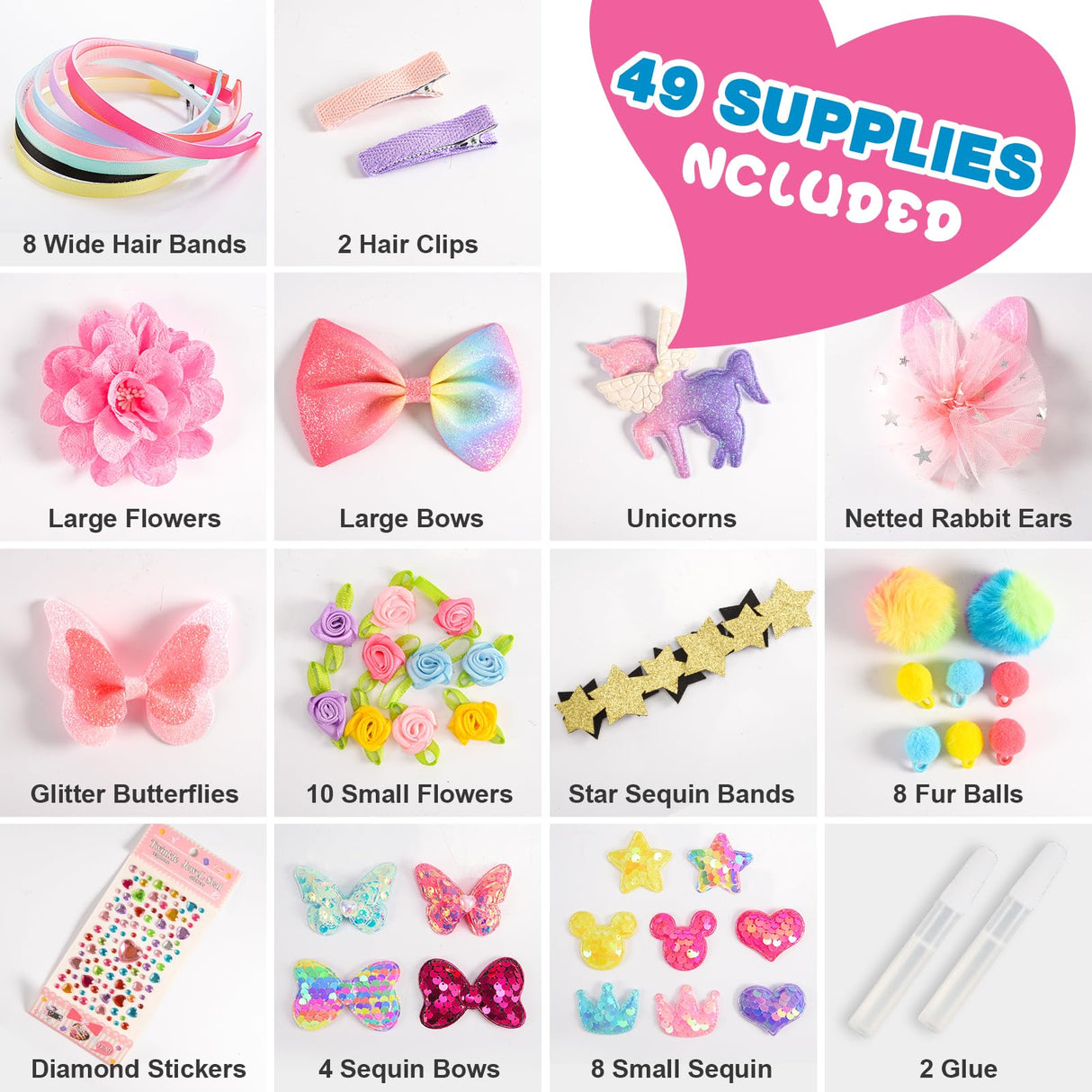 SYOKZEY Hair Accessories for Girls, Headband Making Kit,Toys Gifts for 3-12 Years Old Girls,Toys Age 6-8, Arts and Craft Kits, Birthday Presents DIY Christmas Basket Stuffers- 49 Pc SYOKZEY