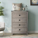 BTDWI Farmhouse 4 Drawer Dresser for Bedroom, 24" Wide Wood Dresser with Metal Handle for Bed Room, Hallway, Light Grey Rustic Oak BTDWI
