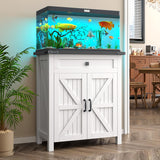 kepptory 20 Gallon Fish Tank Stand with Power Outlets, Farmhouse Decorative Aquarium Stand Furniture with Adjustable Shelves, 10-20 Gallon Reptile Turtle Tank Stand with Cabinet Storage (White, 20GL) kepptory
