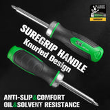 SK 7-in-1 Ratcheting Screwdriver, 216-P, 6 Bits (Phillips, Star, Slotted), 1 Nut Driver Size (1/4 Inch), S2 Steel, SureGrip Handle SK