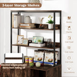 Tangkula Litter Box Enclosure with Shelves, Hidden Cat Washroom Cabinet with Storage, Winding Entry & Scratching Board, Versatile Litter Box Furniture (Rustic Brown) Tangkula