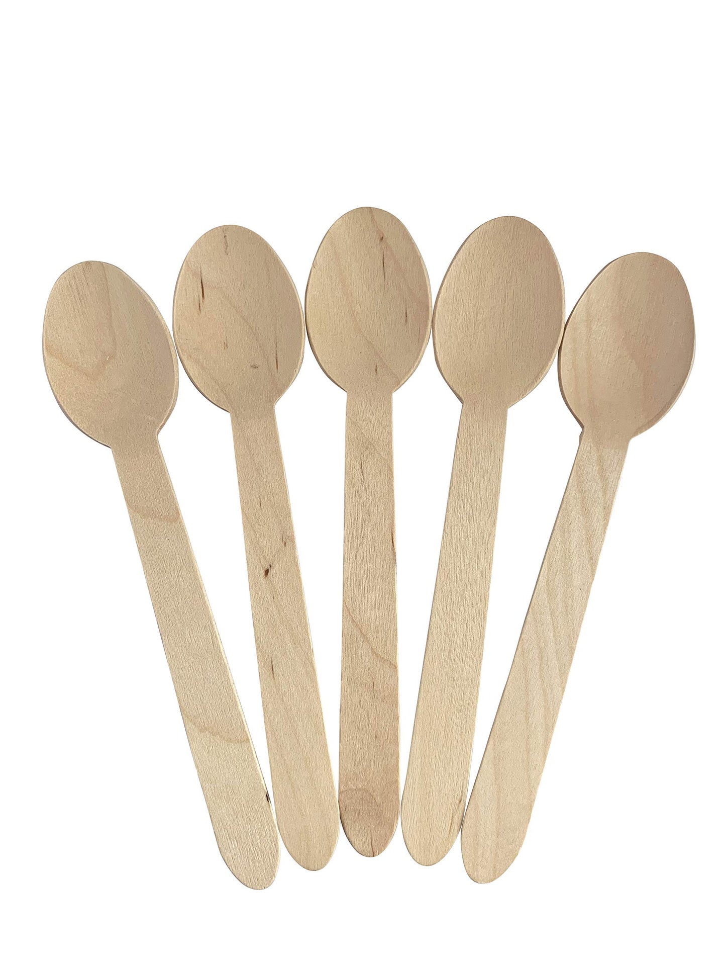 KingSeal Disposable Birch Wood Cutlery Spoons, Biodegradable and Earth Friendly, 6.25 Inch Length - 1 Pack of 100 pcs